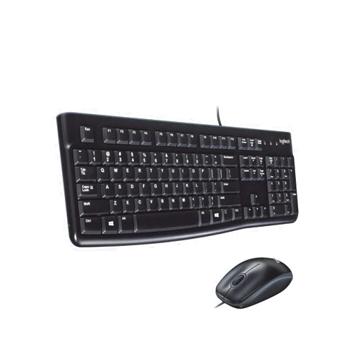 Logitech MK120 Wired Keyboard and Mouse Combo for Windows, Optical Wired Mouse, Full-Size Keyboard, USB Plug-and-Play, Compatible with PC, Laptop - Black