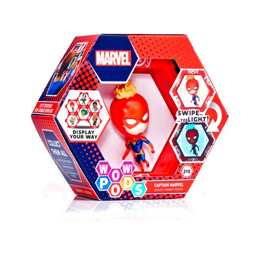 WOW! STUFF Wow! PODS Marvel Avengers Collection - Captain Marvel | Superhero Toys Light-Up Bobble-Head Figure | Official Marvel Collectable Toys & Gifts | Number 210 in Series