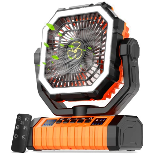 ZioeYiue Camping Fan Rechargeable, 20000mAh Large Battery Powered Fans, 4 Speed Rechargeable Fan Portable with Remote, Cordless Battery Operated Fans with LED Light and Hanging Hook for Camp Tent Beach Outdoor