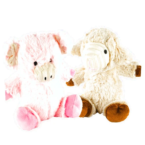 Giftable World 7 Inch Plush Pet Toy Cuddle Pig & Lamb with Squeaker Dog Chew Toy