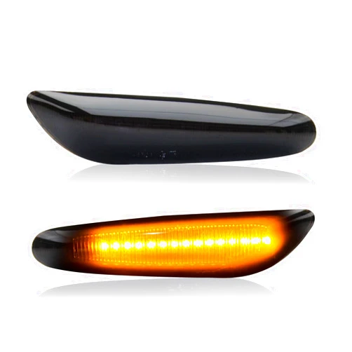 D-Lumina LED Side Marker Lights Turn Signal Lamp Assembly for BMW E90 E91 E92 E93 E46 E53 E60 E61 X3 E83 X1 E84 E81 E82 E87 E88 Side Marker, Smoked Lens Amber LED Side Marker Light, Pack of 2