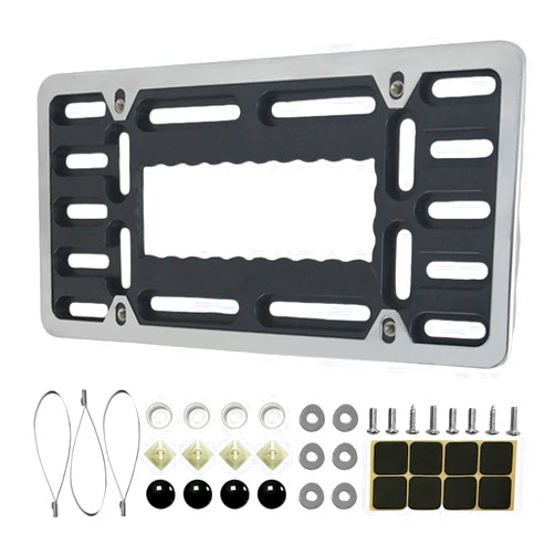 WipEo Front License Plate Bracket - Stainless Steel Universal Front License Plate Bracket Car Tag Holder Adapter Car Tag Cover Adapter with Screws, for US Vehicle Trailer Truck (Stainless Steel)