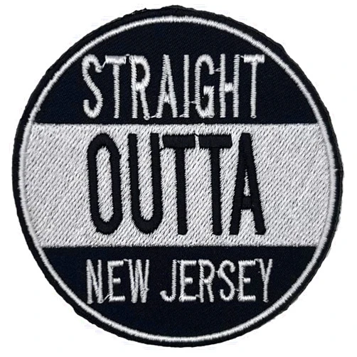 SuperSenter New Jersey Straight Outta US State Represent - Embroidered Badge Iron on Transfer Fabric Applique