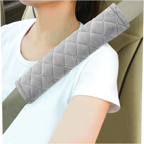 Amooca Soft Auto Seat Belt Cover Seatbelt Shoulder Pad Cushions 2 PCS Universal Fit for All Cars and Backpack for a More Comfortable Driving (Light Grey)