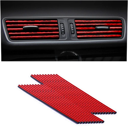 SINGARO 20 Pieces Car Air Conditioner Air Outlet Decorative Strips, Bendable DIY Decorative Strips, Universal for Most Air Outlets, Car Interior Accessories (Ice red)