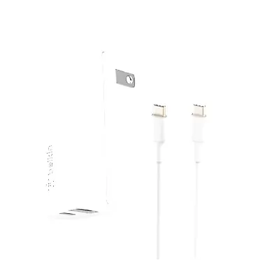 Belkin USB C Wall Charger 30W W/ 4Ft USB-C to C Cable PD with 30W USB C & 12W USB A Compatible with Samsung S21 Ultra, S21+ 5G, S21 5G, S20, Note10+, S10+, S10 and More (Non Retail Packaging)