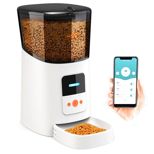 WOPET 6L WiFi Automatic Dog Feeder, Automatic Cat Feeder with APP Control for Remote Feeding, Timed Cat Feeder with Low Food Sensor and Voice Recorder, Up to 15 Meals Per Day