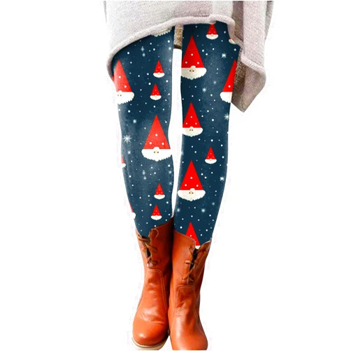 Generic Christmas Leggings for Women Ugly Santa Lined Printed Pants 2024 High Waisted Yoga Elastic Pants Warm Tights Capri