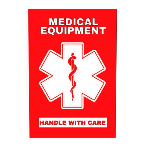 Hit Director Medical Equipment Luggage Sticker Medical Equipment Luggage Sticker Height 3 inches x Width 2 inches Handle with Care (MELT-101) Quantity (10)