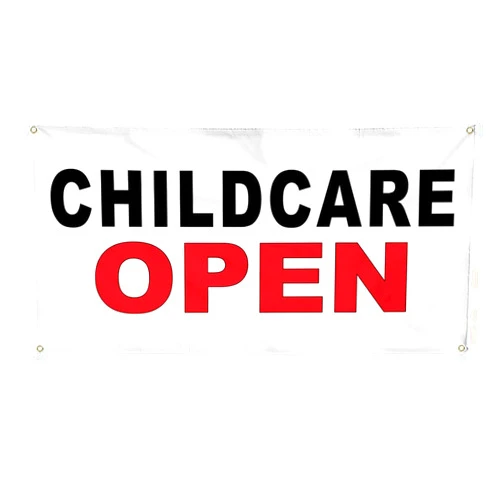 Fastasticdeals Vinyl Banner Multiple Sizes Childcare Open Black Red Health Care Outdoor Weatherproof Industrial Yard Signs 4 Grommets 12x30Inches