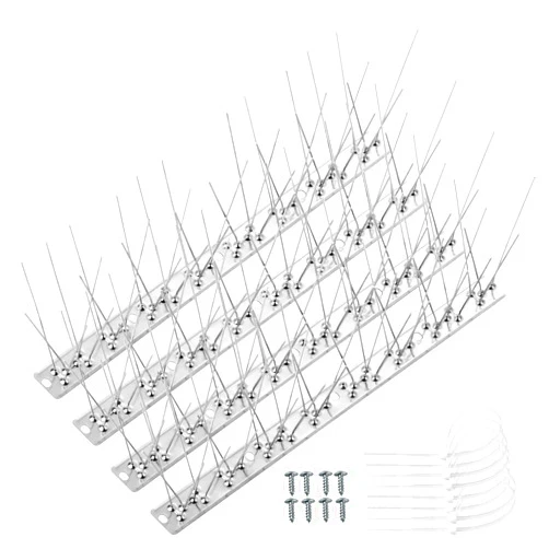 ARCORA Bird Spikes for Pigeons Small Birds: 10 Packs Bird Spikes for Outside are Used for Squirrel Racoon - Stainless Steel Pigeon Spikes for Roof Fence Mailbox, Covers 10.82 Feet