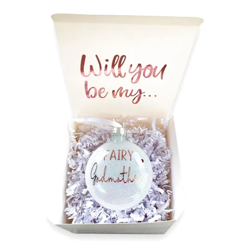 BallyandLis Fairy Godmother Ornament, Godmother Gift, Godmother Christmas Ornament, Godmother Proposal Gift, Will you be my Godmother,Godmother Gift Box