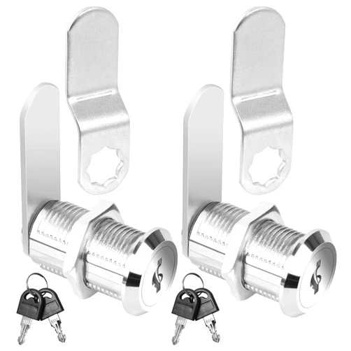 Vrsafan Cabinet Locks with Keys, 2 Pack 1-1/8 Inch Cylinder Lock Cam Lock for Cabinet Drawer Mailbox Tool Box RV Storage lock