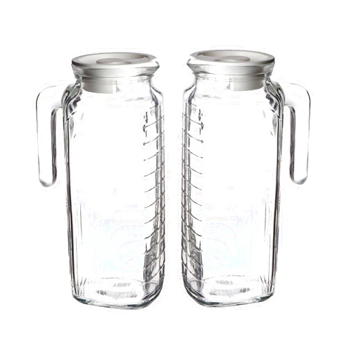 Bormioli Rocco Gelo Set of 2 Glass pitchers, 33.75 Jug with White Lid, Carafe for Homemade Juice, Iced Tea, Cold Brew, Dishwasher Safe Made in Italy