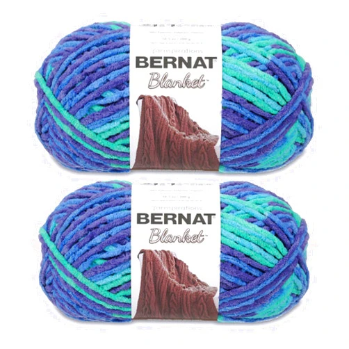 Bernat Blanket Ocean Shades Yarn - 2 Pack of 300g/10.5oz - Polyester - 6 Super Bulky - 220 Yards - Knitting/Crochet