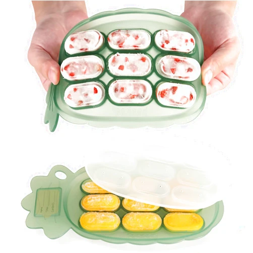 haakaa Silicone Nibble Freezer Tray -Breastmilk Teething Popsicle Mold - Baby Fruit Food Feeder Teether Tray - Baby Food Maker - Ice Cube Tray - 4 Months+ Babies - BPA Free Silicone -Green