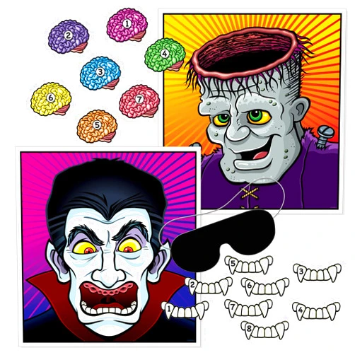 Beistle Pin The Brains and Pin The Fangs Halloween Games - 2 Pcs