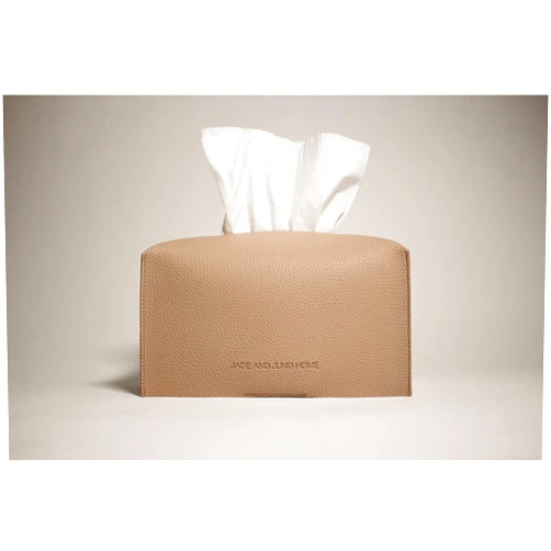 JADE AND JUNO HOME Tissue Box Cover/Holder (Rectangle) - Covers Rectangular Shaped Boxes with a Contemporary Finish - Designed with Modern PU Leather (Weathered Oak)
