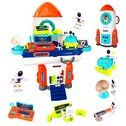 Gifts2U Rocket Space Toys for Kids,2 in 1 Space Shuttle with 2 Astronauts,1 Planet Exploration Vehicle, Educational STEM Outer Spaceship Playset for 3 4 5 6 7 8 Year Old Boy Girl