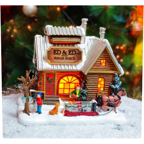 MOMENTS IN TIME 9”H Hand-Painted Polyresin LED Lighted Christmas Village House Sugar Shack