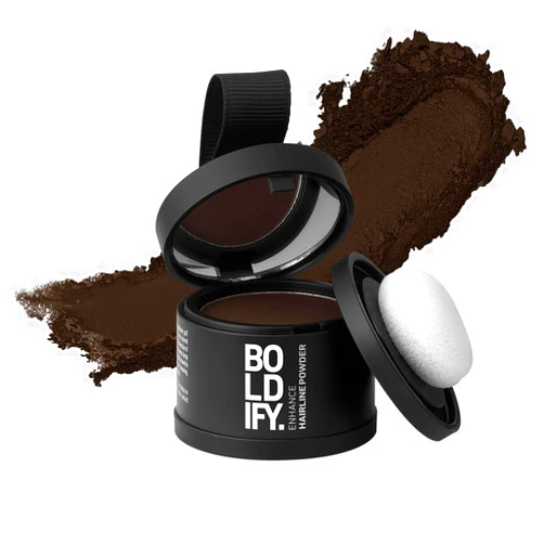 BOLDIFY Hairline Powder - Root Touch Up Hair Color for Gray Coverage - Bald Spot Concealing Hair Powder for Women & Men - 48-Hour Stain-Proof - Dark Brown