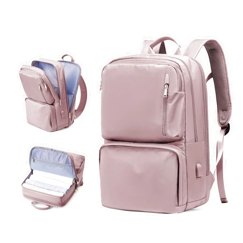 VGCUB Large Travel Essentials Backpack for Women Men,Waterproof Laptop Carry on Backpack,Personal Item Size Gym Backpack Casual Daypack Rucksack for Work Business With USB Charging Port,Pink Large