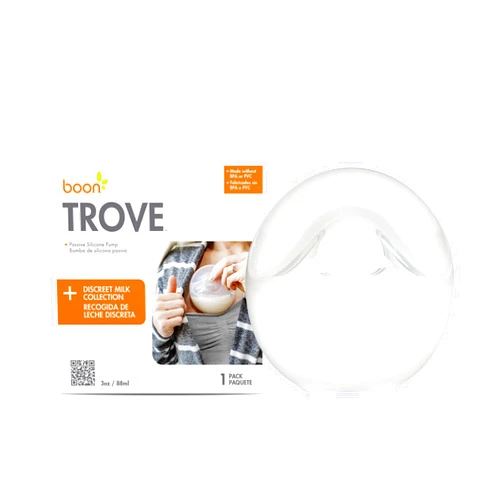Boon TROVE Silicone Manual Breast Pump - Hands Free Breast Pump - Passive Breast Milk Collector Shell for Newborns - Breastfeeding Essentials - 1 Count