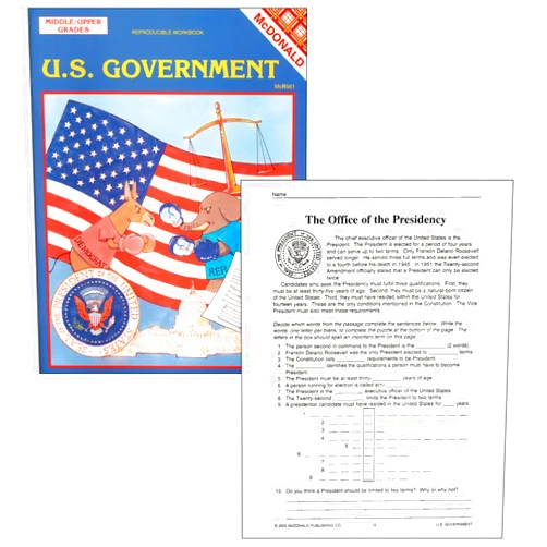 McDonald Publishing MC-R561 U.S. Government Reproducible Book, Grade: 6 to 9, 0.1