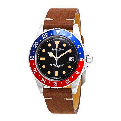 Mathey-Tissot Rolly Vintage Automatic Black Dial Pepsi Bezel Men's Watch H900ATLR