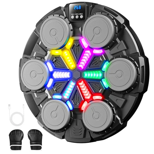 Oppvoci Upgraded Music Punching Machine for Kids and Adults, Wall Boxing Punching Pad with Bluetooth & Rhythm Lights, 3 Speed Modes, Home Fitness Boxing Equipment with Gloves for Boys Girls Teenagers