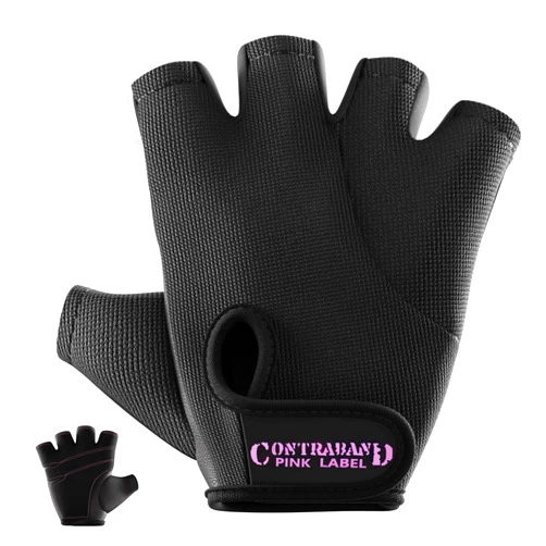 Contraband Pink Label 5057 Classic Weight Lifting Gloves for Women | Workout Gloves for Women w/Leather Palm | Gym Gloves w/Light-Medium Padding | Fingerless Weightlifting Gloves