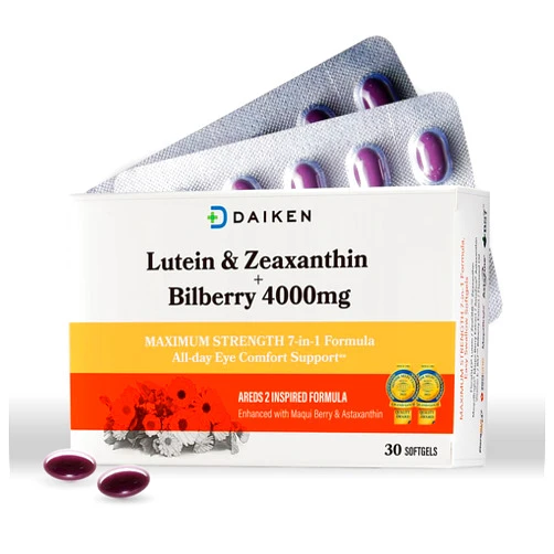 DAIKEN Lutein 10 mg Zeaxanthin 2 mg from FloraGLO Marigold Extract with Astaxanthin, Maqui Berry, Bilberry, Flaxseed Oil & Vitamin E, Supports Dry Eye, 30 Softgels