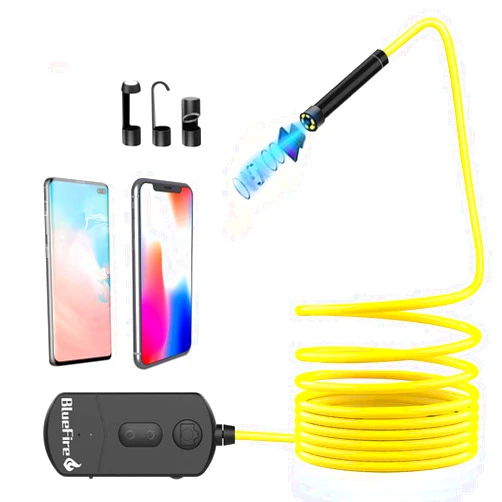 BlueFire 5MP HD WiFi Borescope 1944P Semi-Rigid Wireless Endoscope IP68 Waterproof Inspection Camera Snake Camera for Android and iOS Smartphones iPhone Samsung iPad Tablet (11.5FT)