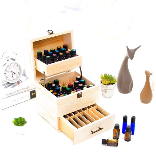 Rosyouth Essential Oil Bottles Storage for 59 Bottles, 3 Layer Wood Essential Oil Box - Holds (15 ml) & (10ml) Essential Oil Bottles, Essential Oil Packaging Box, Essential Oil Box Natural Wood