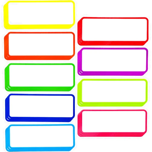 Stary City Magnetic Dry Erase Labels Name Plates Tags Rainbow Neon Sticker for Whiteboards Locker Fridge, 27 Lables 9 Colors, 3.2inch x 1.2inch,White