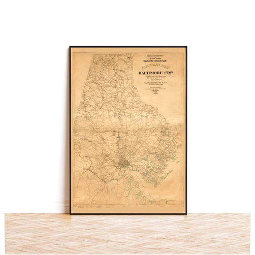 MG Global Wrapped Gift | Historical Poster of Baltimore County Maryland 1863 Civil War by Kaiser Genealogy | 11x17 12x18 16x24 24x36 Unframed Print Wall Art | Vintage Antique Rustic Home Office Decor