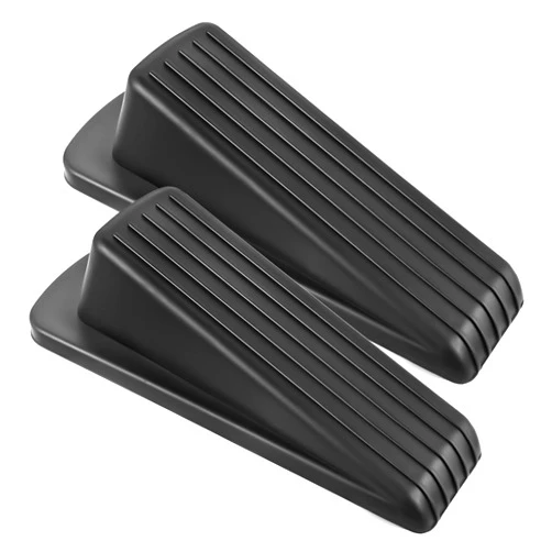 JZWBLILY Door Stoppers for Bottom of Door on Floor, Premium Rubber Door Stopper Wedge, Floor Sturdy Stackable Door Stops for Carpet Heavy Duty Door, Door Gaps (Black, 2 Pack)