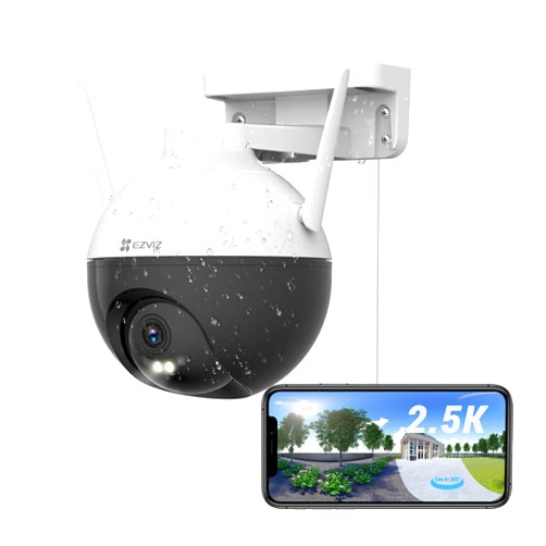 EZVIZ Security Camera Outdoor, 4MP WiFi Camera Pan/Tilt, 360° Visual Coverage, IP65 Waterproof, Color Night Vision, AI-Powered Person Detection, Two-Way Talk, Support MicroSD Card up to 256GB | C8W