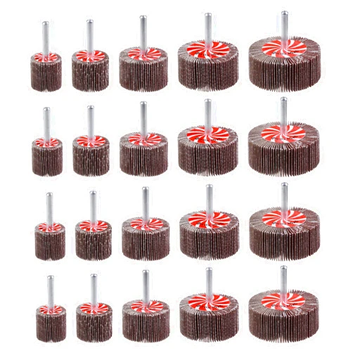 Mixiflor 20 Pcs 5 Sizes 60/80/120/240 Grits Abrasive Flap Wheel Sander, 1/4 Inch Shank Flap Wheels for Drill, Die Grinder Flap Wheel,Flap Wheel Sander for Drill