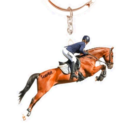Rozele Personalized Female Equestrian Acrylic Keychain Gift Idea For Horse Lover Custom Horse Keychain Personalized Equestrian Keyring Horse Lover Keychain