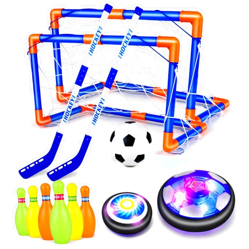 OWNONE 1 Hover Soccer Ball for Kids, 4-In-1 Air Floating Soccer Toy Set, Rechargeable Hover Soccer & Hockey Ball with LED Light, Indoor Outdoor Toys for Kids, Sport Toys for Boys Girls 3 4 5 6 7 8-12 Years Old