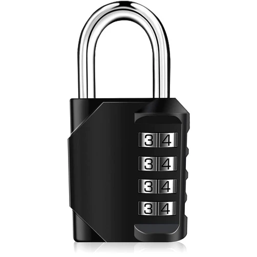 hanmir 4 Digit, Plated Steel Combination Lock Keyless Security Padlock for Gym, School, Outdoor and Employee Locker, Black