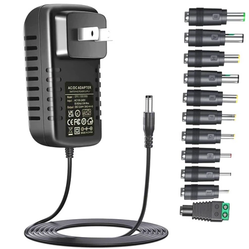 GuanTing 12V 3A AC Adapter DC12V 1A 2A 3A Power Supply with 11 Plug Tips Regulated 12 Volts Power Supply Cord Charger Replacement for LED Strip Light Camera GPS Webcam Speakers Router Keyboards DC12V Devices
