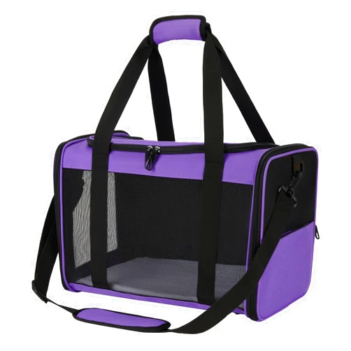 Echohana Cat Carrier Soft Sided Cat Carrier Airline Approved Under Seat,TSA Airline Approved Dog Carrier up to 15 Lbs,Travel Pet Carrier for Small Dogs Medium Cats (Medium Purple)