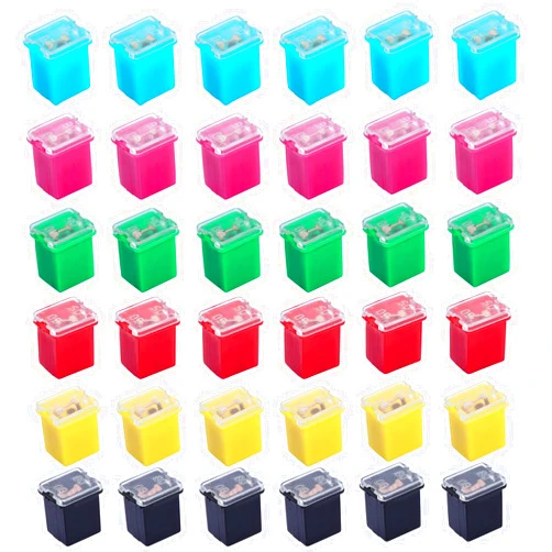 Dhthdrh 36 Pcs Car Fuses Automotive Fuses Assortment Kit Low Profile Standard Box Shaped Micro Cartridge Fuses 20A 30A 40A 50A 60A 80A for Ford Chevy/GM Nissan Toyota Pickup Trucks Cars and SUVs