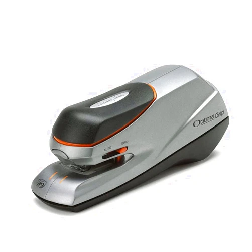 Swingline Electric Stapler, 20 Sheet Capacity, Optima 20, Jam Free, Compact, Automatic or Manual, Plug In or Battery, Orange and Gray (48207)