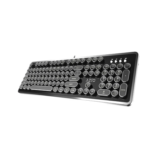 AZIO Retro Typewriter-Inspired Mechanical Keyboard Vintage Design w/Modern Features, Tactile & Clicky Blue Switch, N-Key Rollover, USB, 6ft Braided Cable, US/QWERTY Layout-Windows 10 & Newer