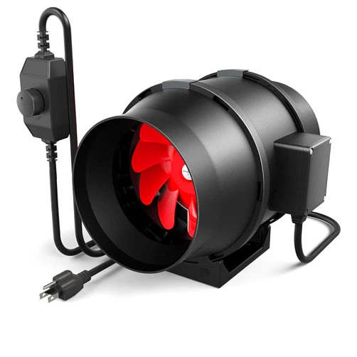 iPower 6 Inch Inline Duct Fan with Variable Speed Controller Ventilation, 395 CFM Quiet Exhaust Blower for Grow Tent and Basements, Black