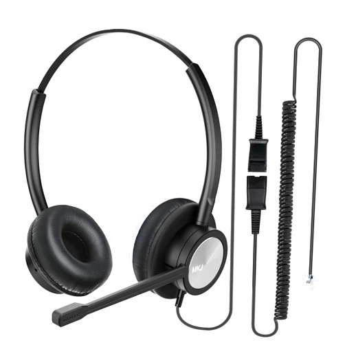 MKJ Cisco Telephone Headset with Microphone Noise Cancelling, Wired Headphone for Call Center Office, Dual Ear Phone Headset with RJ9 Jack for Cisco 7861 7942G 7945G 7960 7961G 7962G 8841 8861 9971