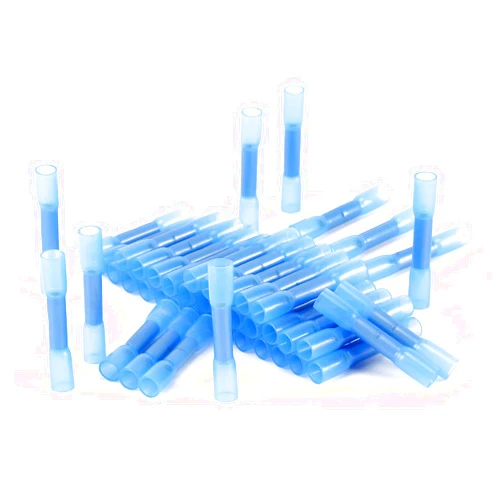 Fegdyi 100PCS Heat Shrink Wire Connectors Electrical Connectors Red Insulated Waterproof Electrical Wire Connectors Automotive Marine Electrical Terminals Kit Grade Wire Crimp Terminals Butt Splices(Blue)